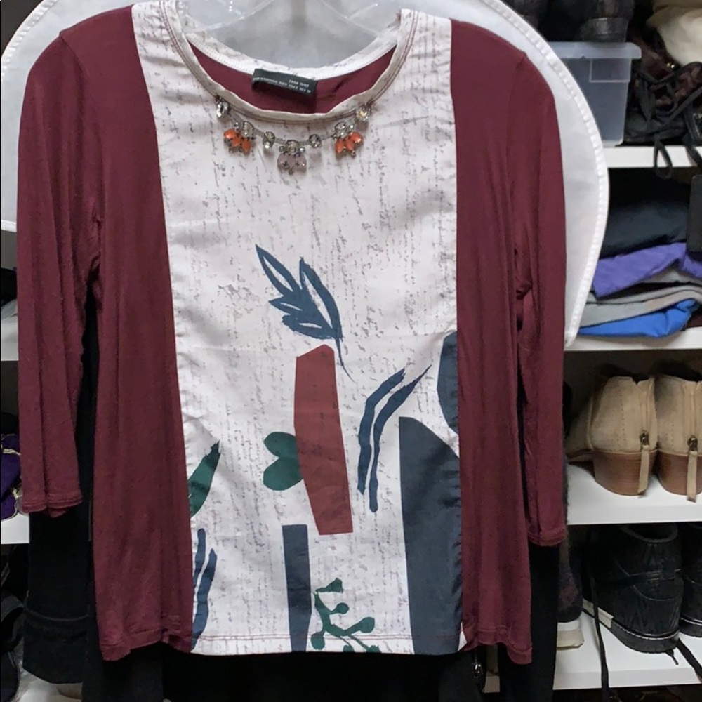 Zara shirt with attached neck decoration